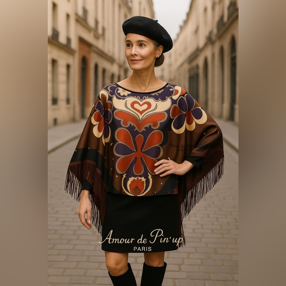Amour de Pin’up Paris 100% Silk‎ Fringed Dress L/XL
